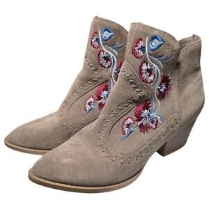 Carlos Santana Vivian Boots Womens 7 Brown Suede Embroidered Western Boho